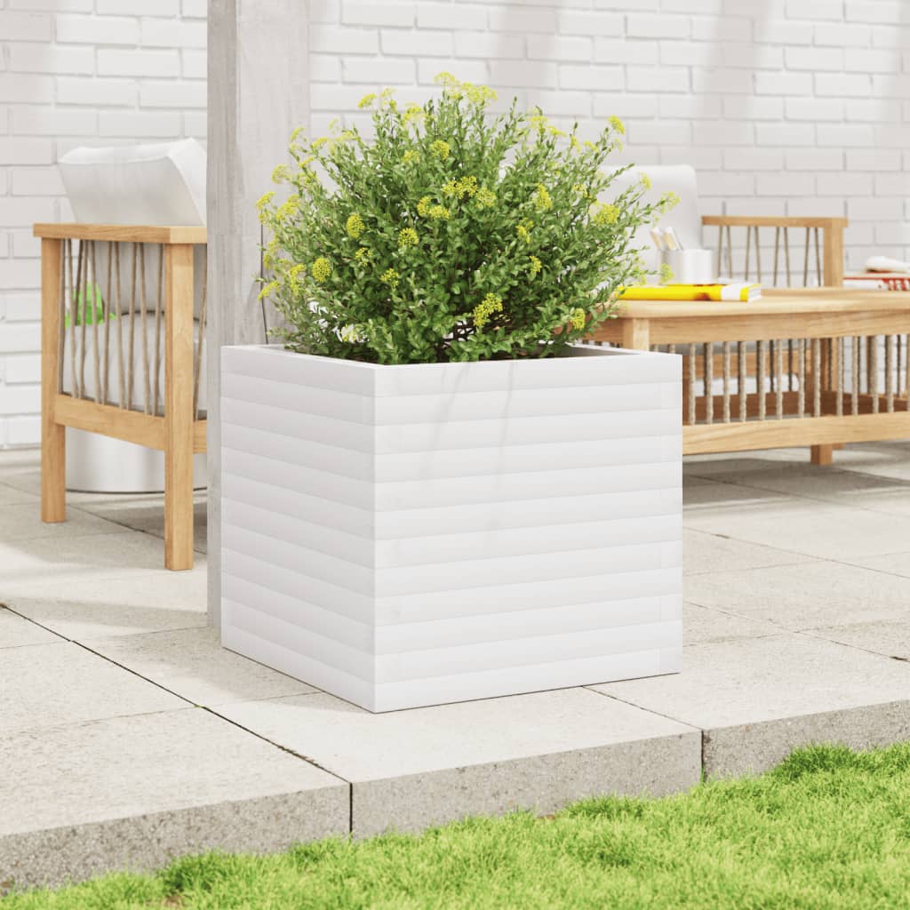 Plantepotte Hvid 50x50x46 cm Massiv fyrretræ