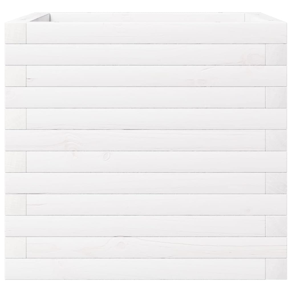 Plantepotte Hvid 50x50x46 cm Massiv fyrretræ