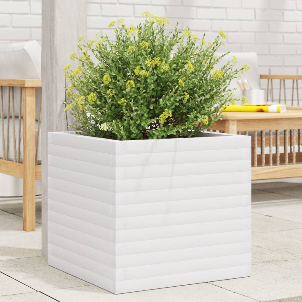 Plantepotte Hvid 50x50x46 cm Massiv fyrretræ