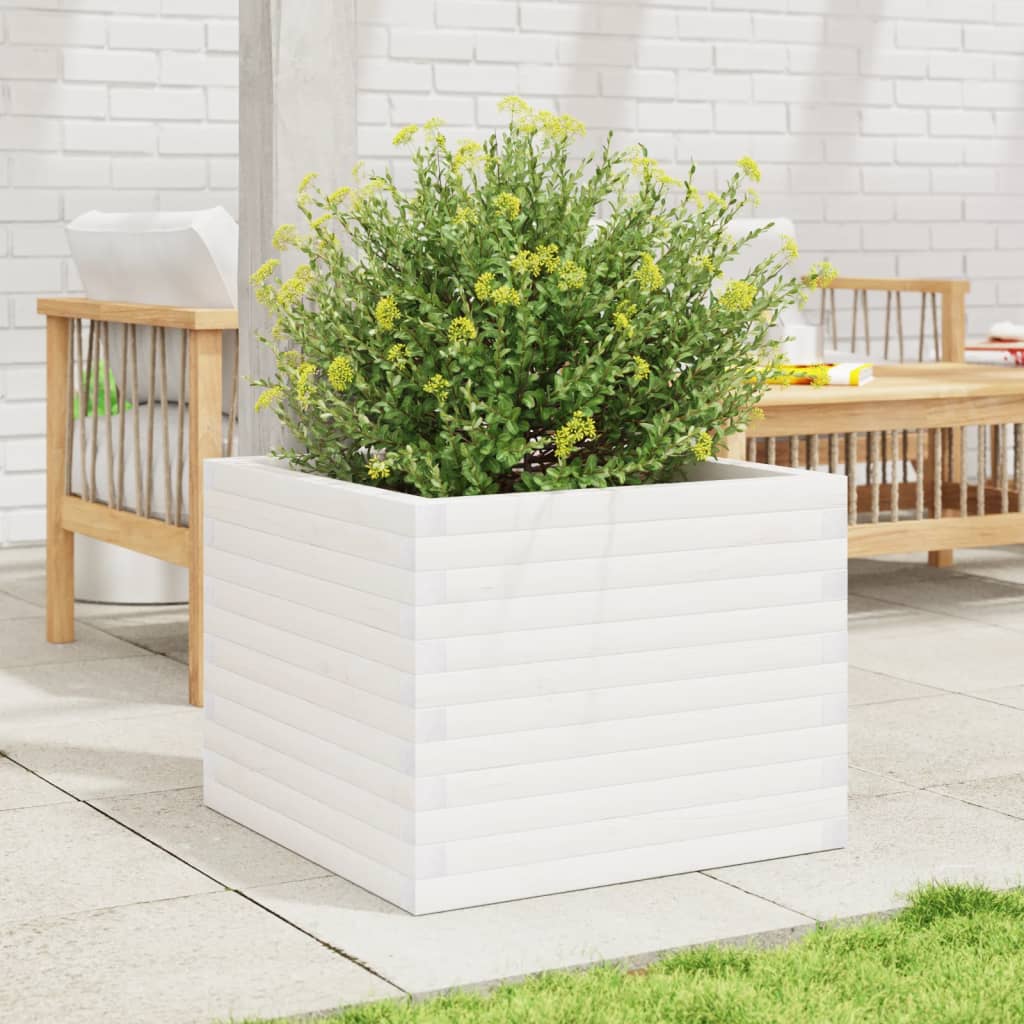 Plantekrukke Hvid 60x60x46 cm Massiv Fyrretræ