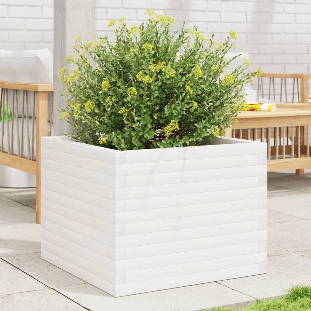 Plantekrukke Hvid 60x60x46 cm Massiv Fyrretræ