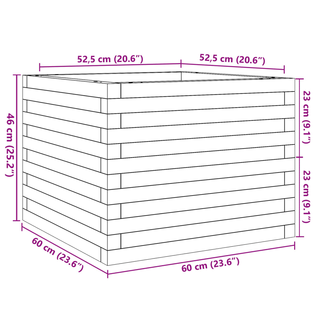 Plantekrukke voks brun 60x60x46 cm massivt fyrretræ