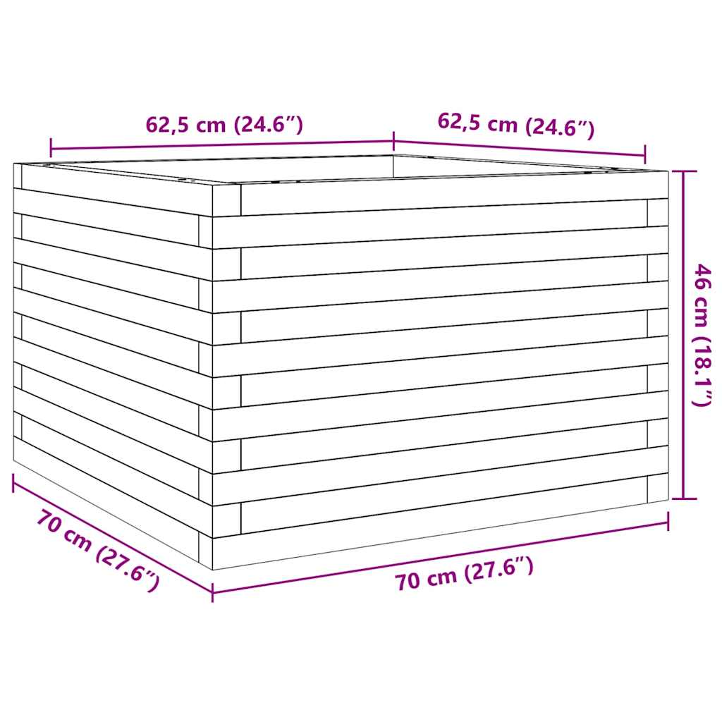 Plantekrukke voks brun 70x70x46 cm massivt fyrretræ
