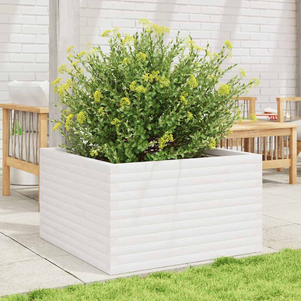 Plantepotte Hvid 80x80x46 cm Massiv fyrretræ