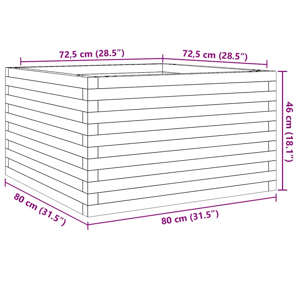 Plantekrukke voks brun 80x80x46 cm massivt fyrretræ