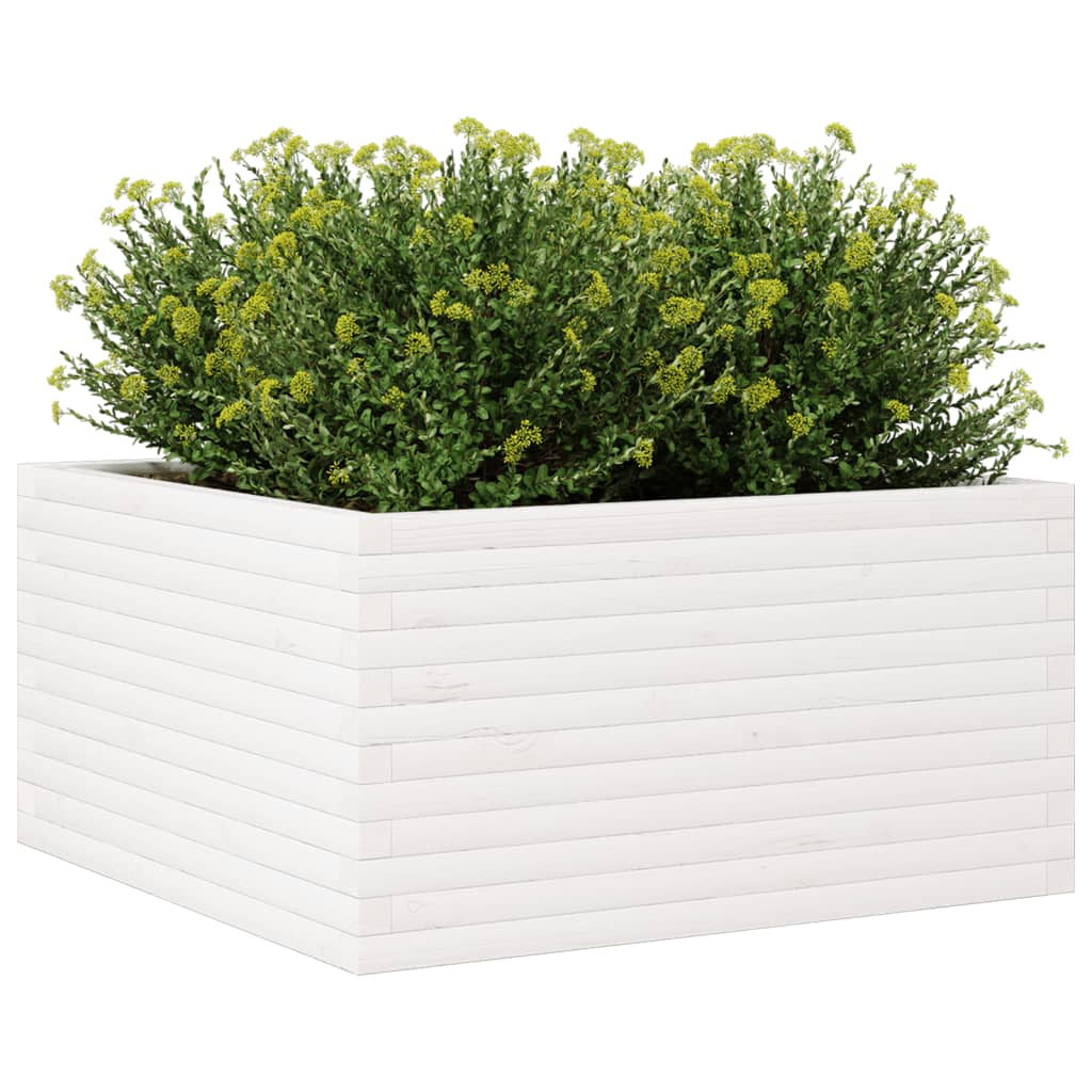 Plantepotte Hvid 90x90x46 cm Massiv fyrretræ