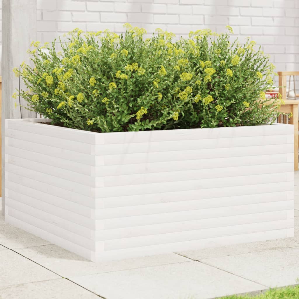 Plantepotte Hvid 90x90x46 cm Massiv fyrretræ