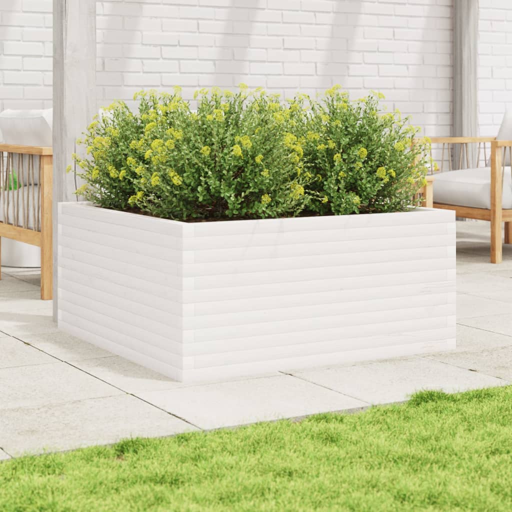 Plantekrukke Hvid 100x100x46 cm Massiv Fyrretræ