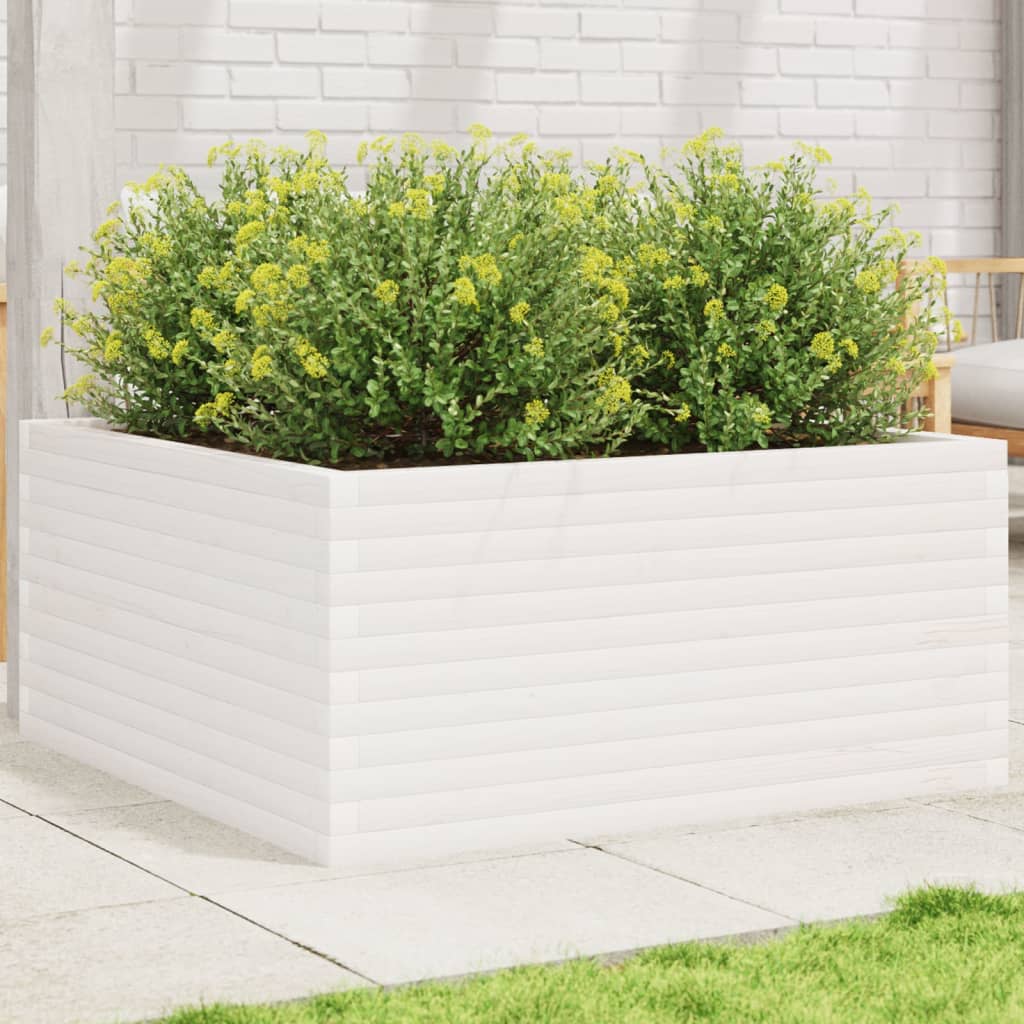 Plantekrukke Hvid 100x100x46 cm Massiv Fyrretræ