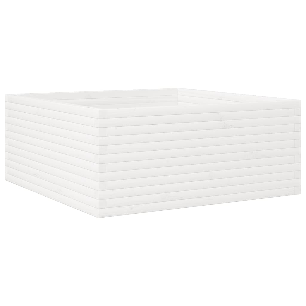 Plantepotte Hvid 110x110x46 cm Massiv Fyrretræ