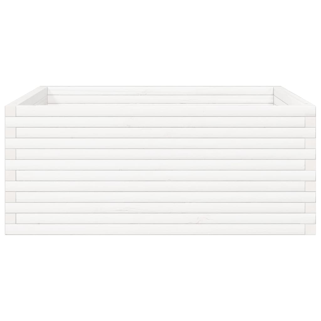 Plantepotte Hvid 110x110x46 cm Massiv Fyrretræ