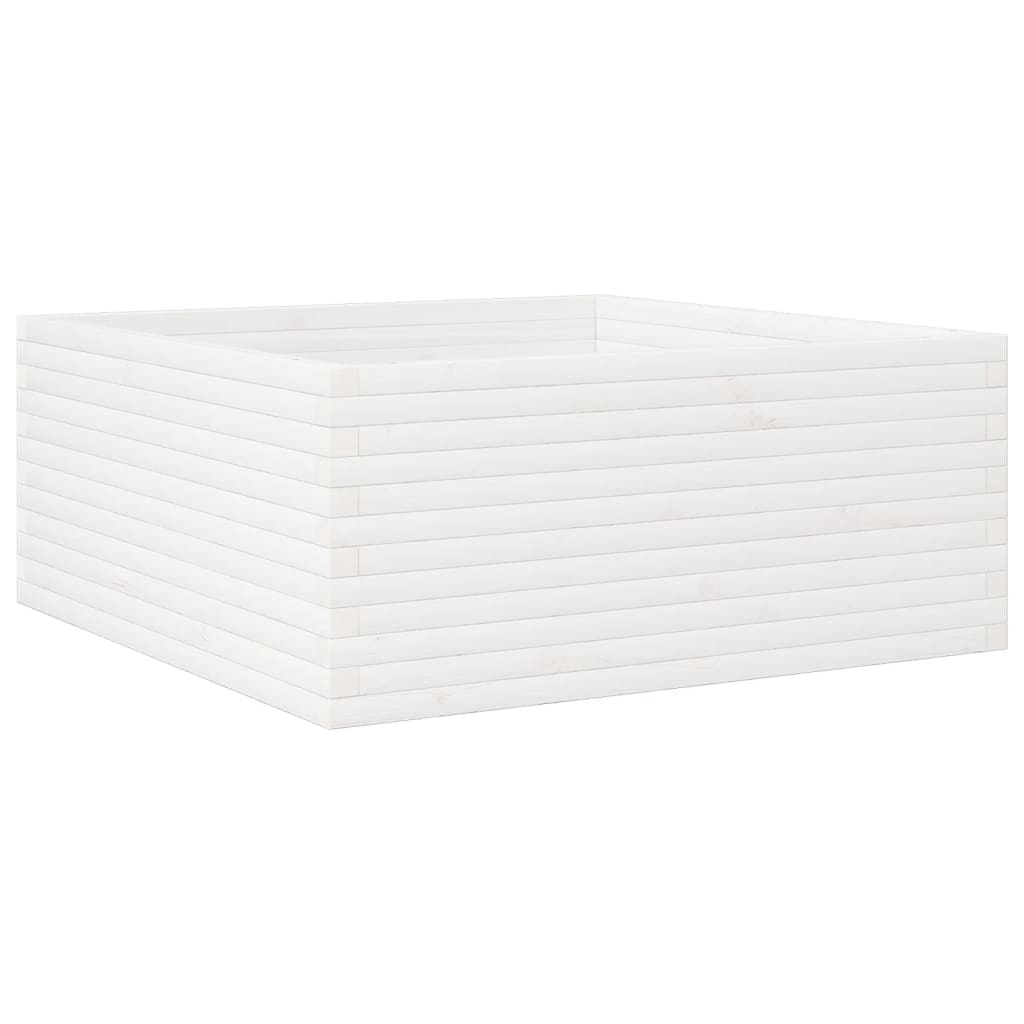 Plantepotte Hvid 110x110x46 cm Massiv Fyrretræ