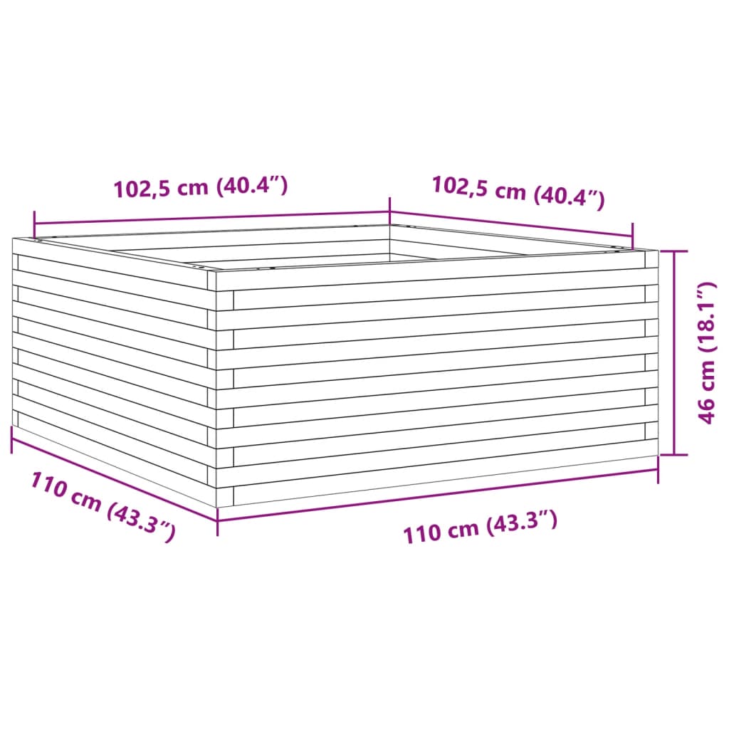 Plantekrukke voks brun 110x110x46 cm massivt fyrretræ