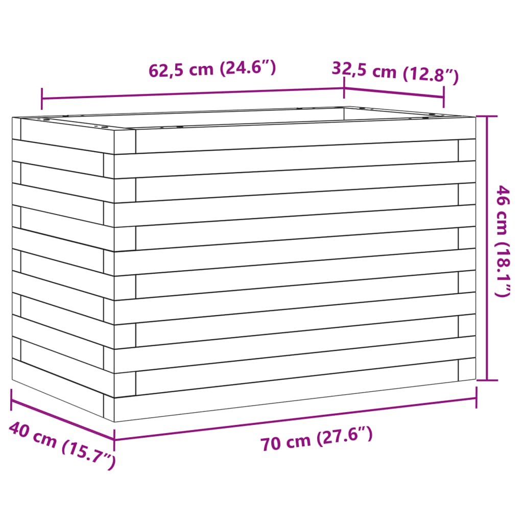 Plantekrukke voks brun 70x40x46 cm massivt fyrretræ