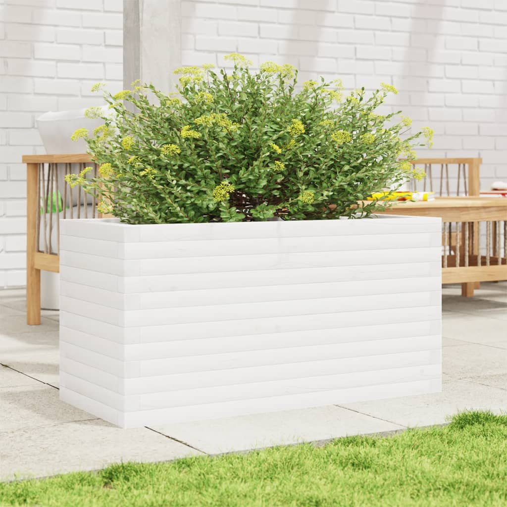 Plantepotte Hvid 90x40x46 cm Massiv Fyrretræ