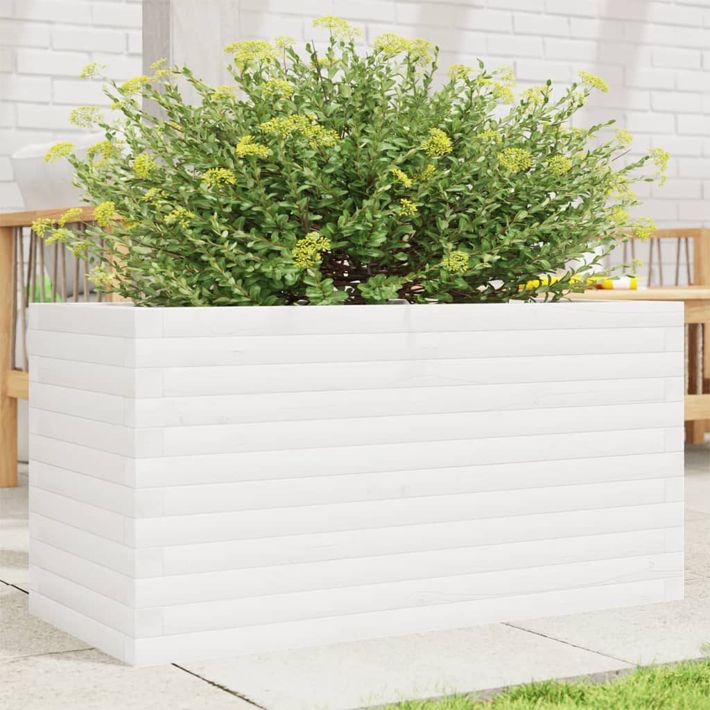 Plantepotte Hvid 90x40x46 cm Massiv Fyrretræ