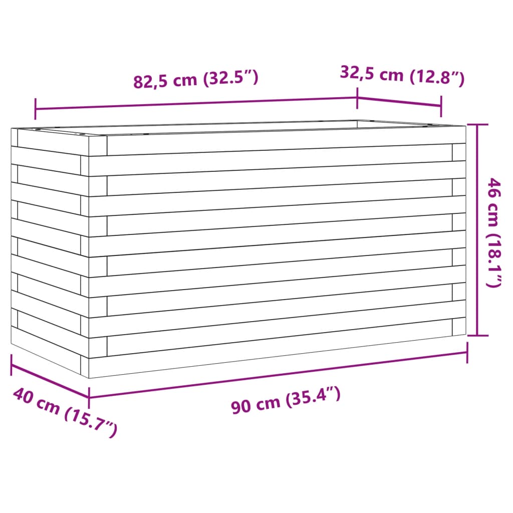 Plantekrukkevoks brun 90x40x46 cm massivt fyrretræ
