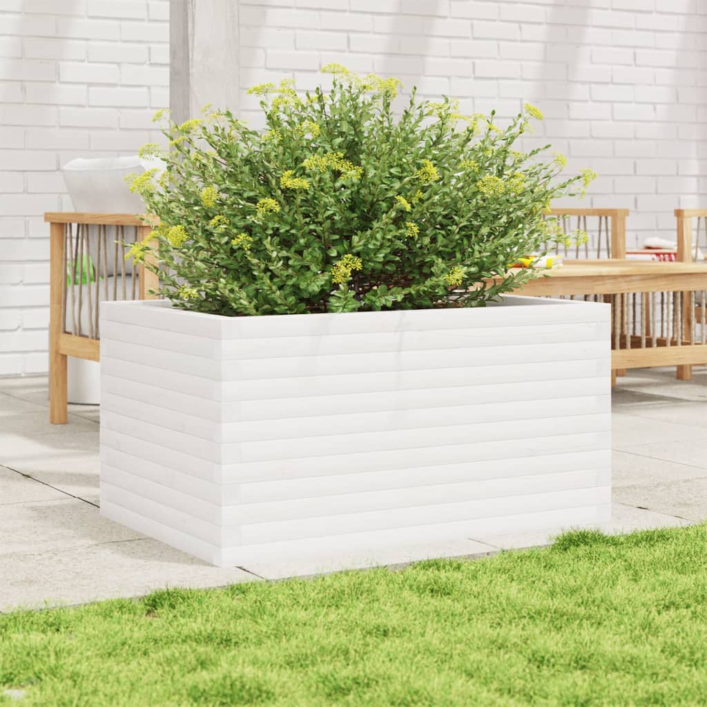 Plantepotte Hvid 90x60x46 cm Massiv fyrretræ