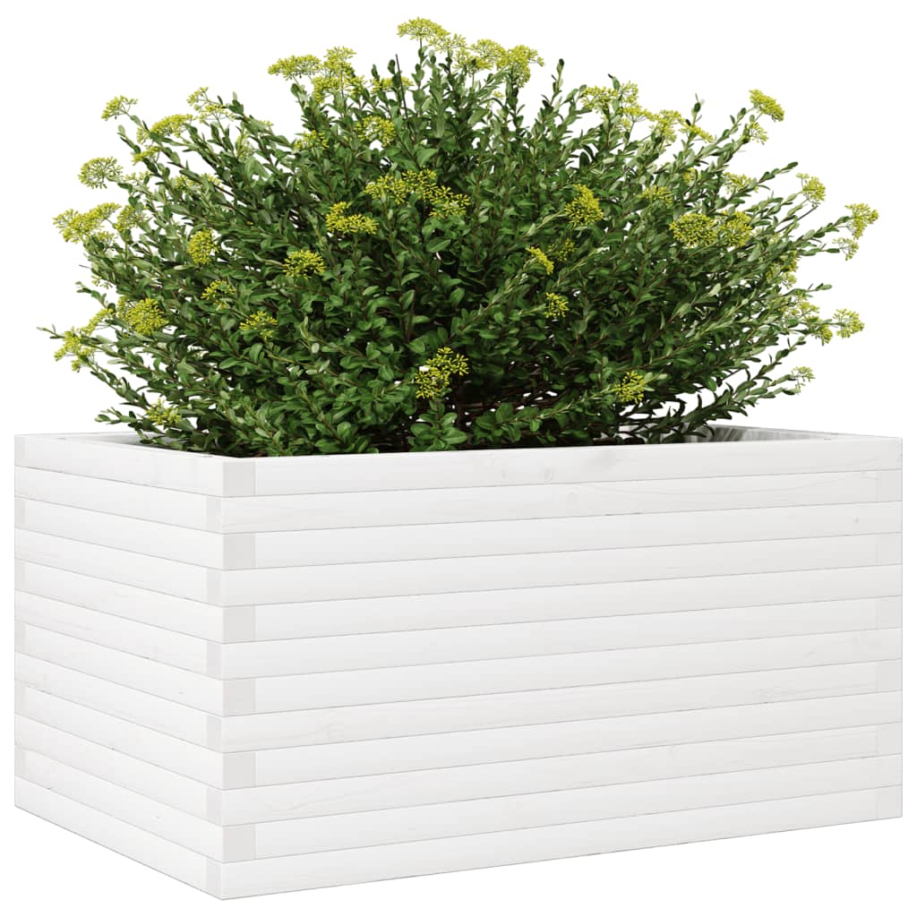 Plantepotte Hvid 90x60x46 cm Massiv fyrretræ