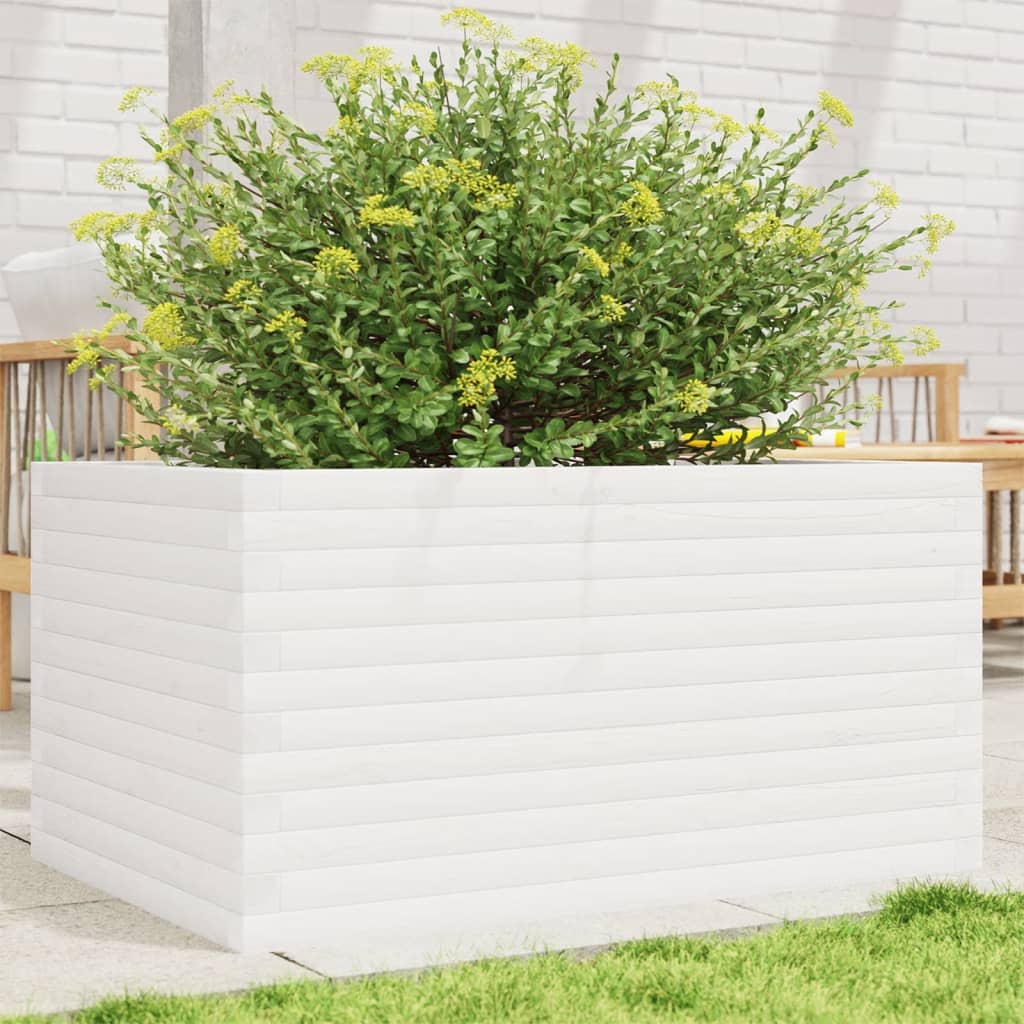 Plantepotte Hvid 90x60x46 cm Massiv fyrretræ