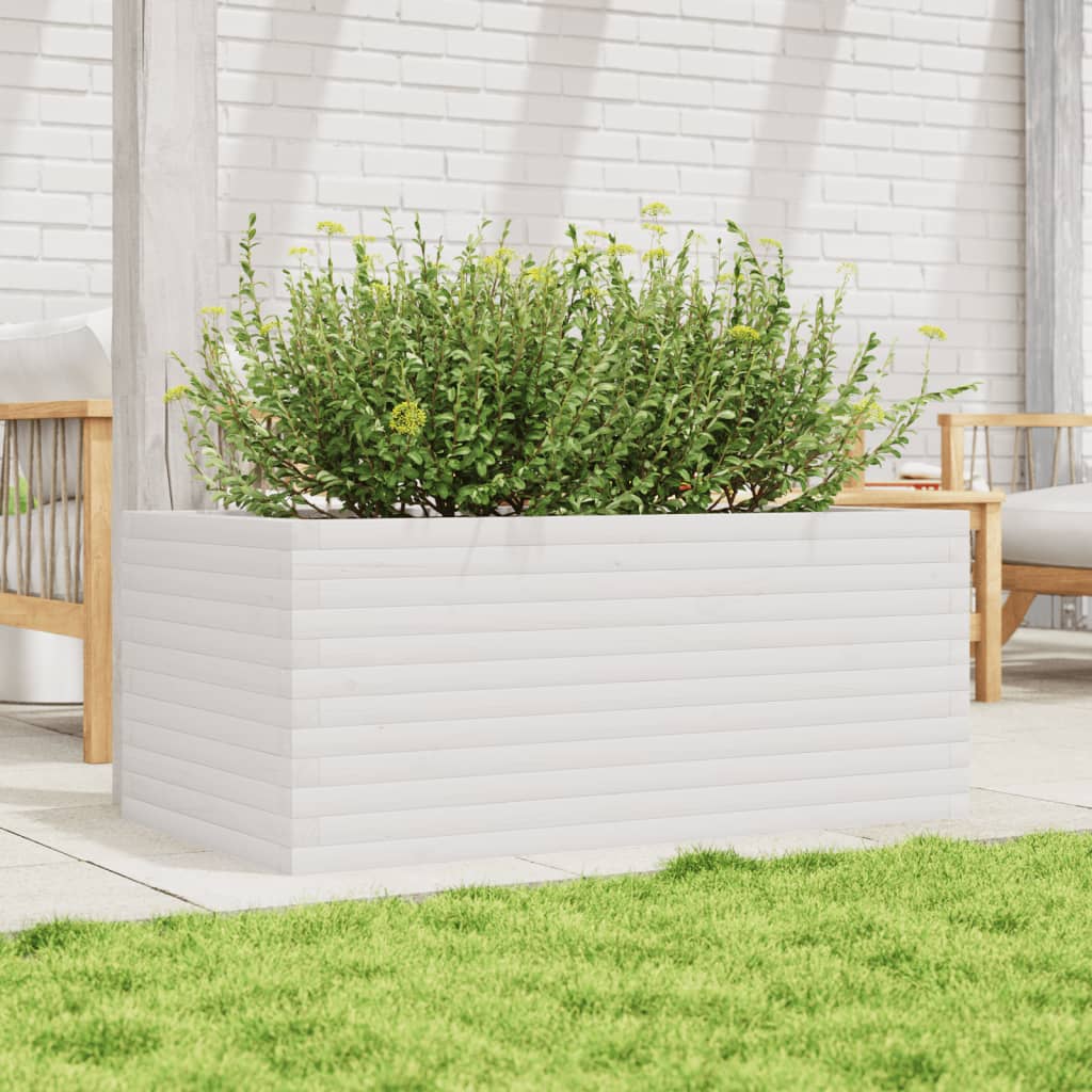 Plantepotte Hvid 110x60x46 cm Massiv Fyrretræ