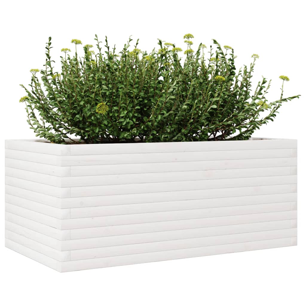 Plantepotte Hvid 110x60x46 cm Massiv Fyrretræ