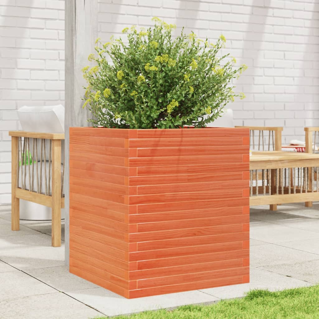 Plantepotte voks brun 60x60x68,5 cm massivt fyrretræ