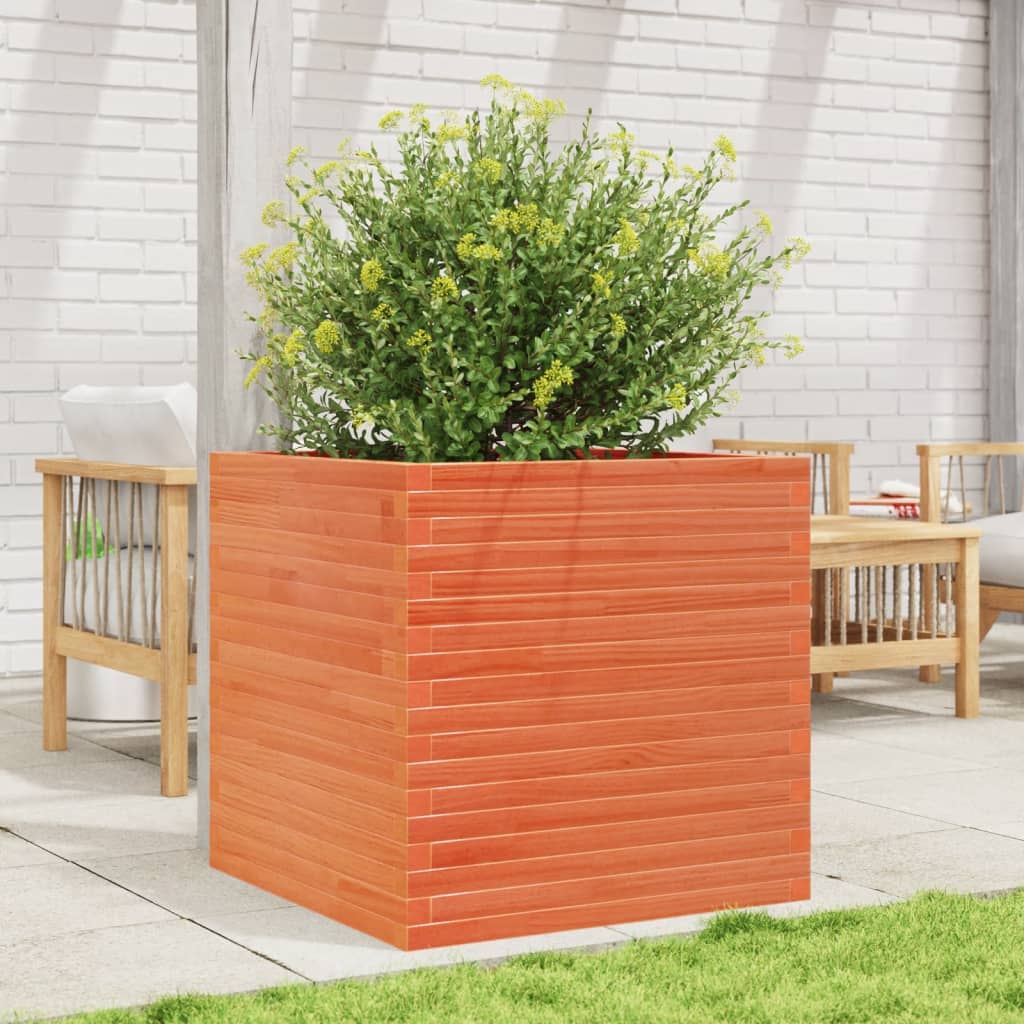 Plantekrukke voks brun 70x70x68,5 cm massivt fyrretræ