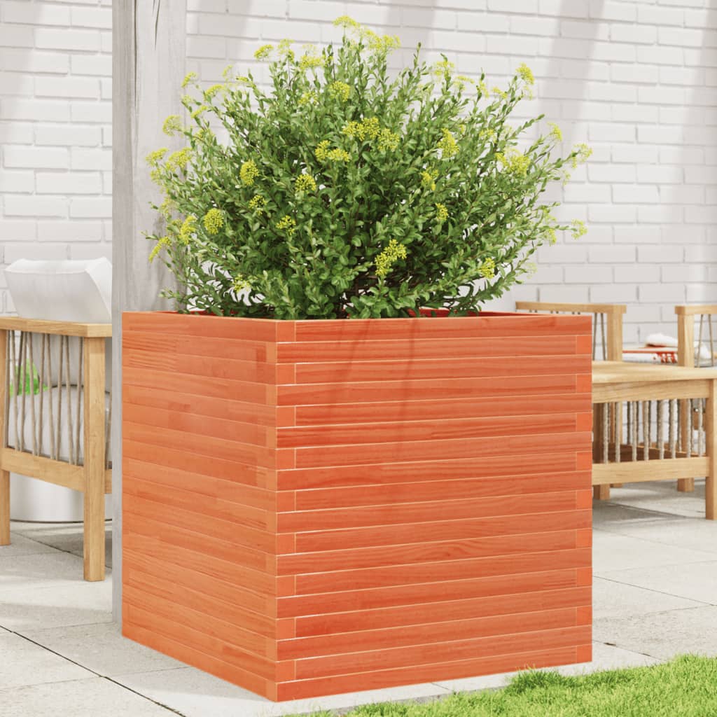 Plantekrukke voks brun 70x70x68,5 cm massivt fyrretræ