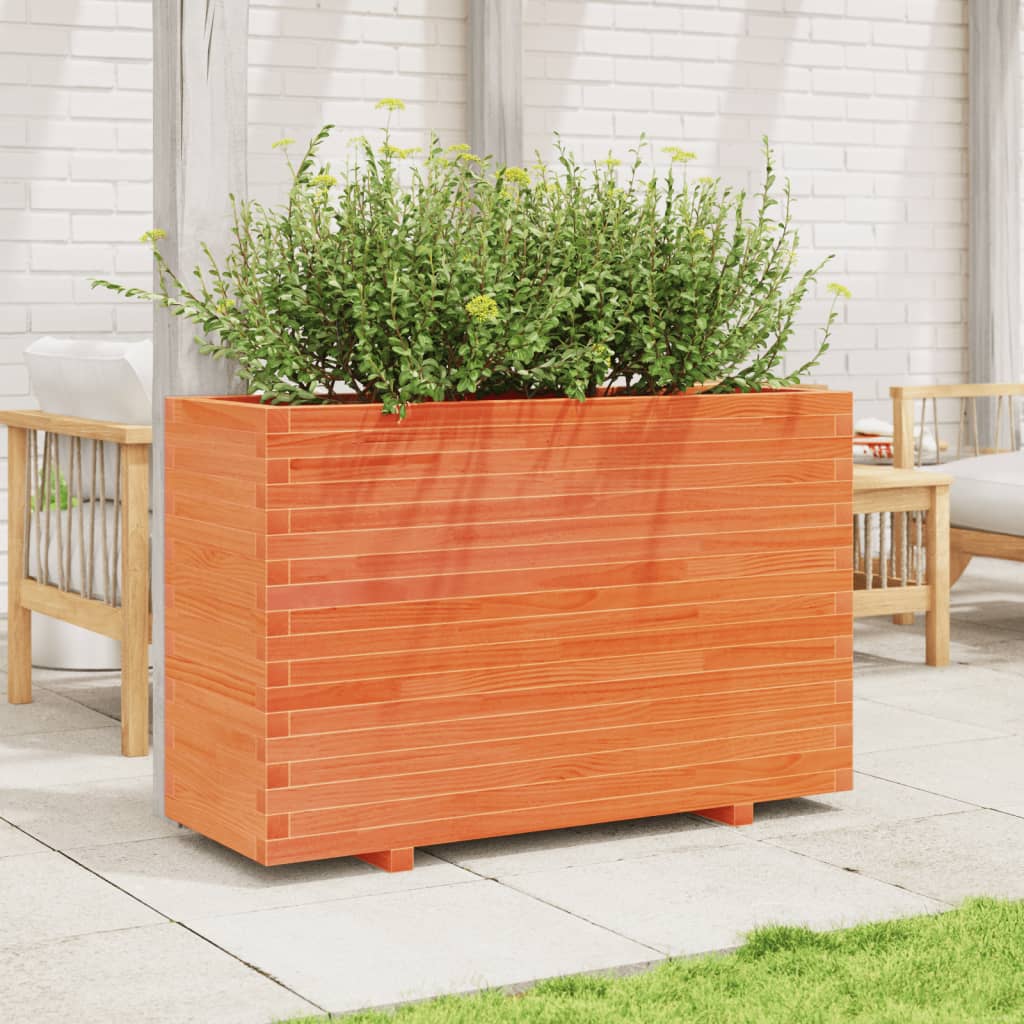 Plantepotte voks brun 110x40x72 cm massivt fyrretræ