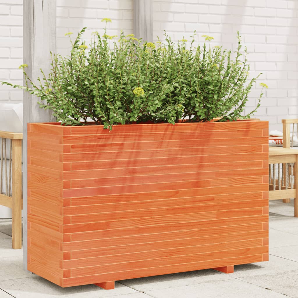 Plantepotte voks brun 110x40x72 cm massivt fyrretræ