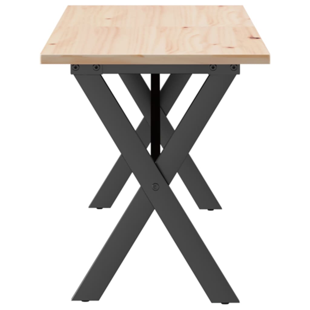 Couchtisch X-Gestell 160x40x45 cm Massivholz Kiefer & Stahl