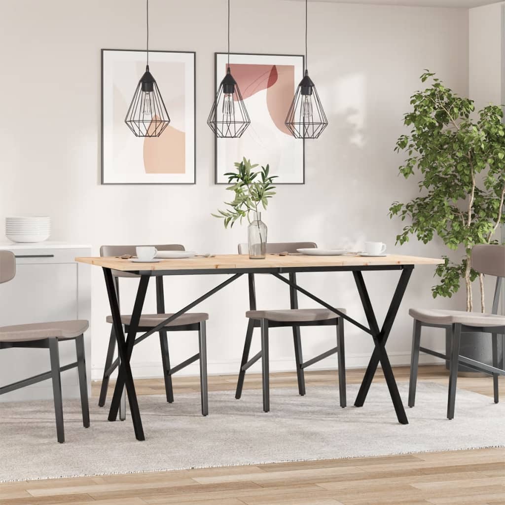 Esstisch X-Gestell 160x80x75 cm Massivholz Kiefer und Stahl