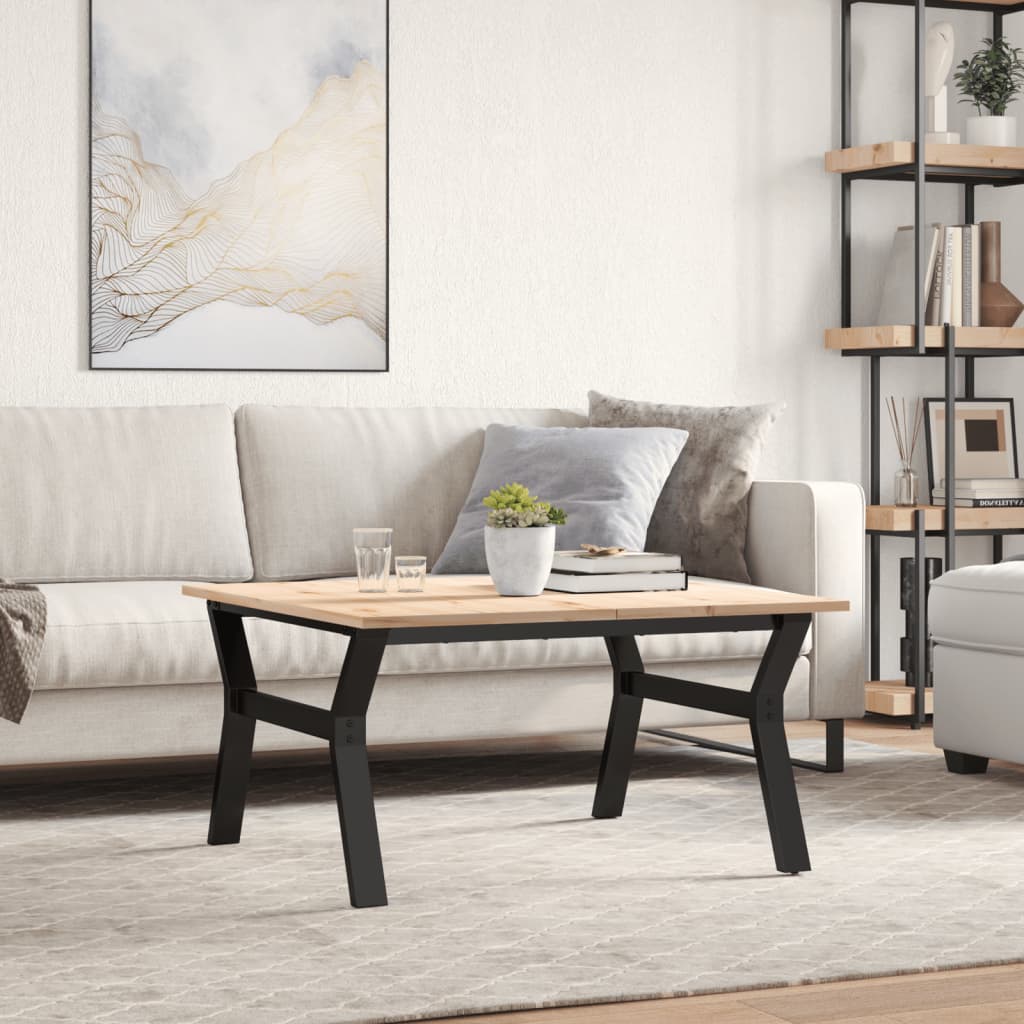 Couchtisch Y-Gestell 90x90x45cm Massivholz Kiefer und Stahl