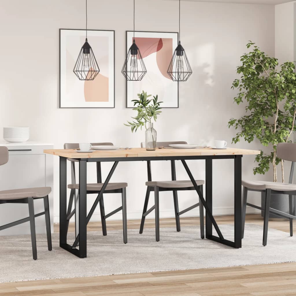 Esstisch O-Gestell 160x80x75,5 cm Massivholz Kiefer & Stahl