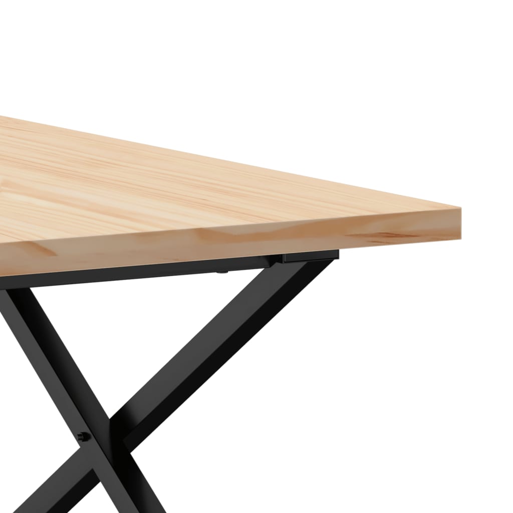 Couchtisch X-Gestell 80x80x45,5cm Massivholz Kiefer & Stahl