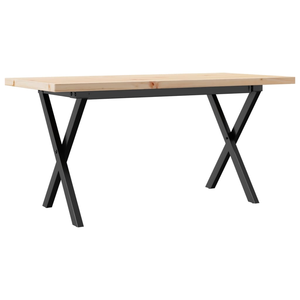 Couchtisch X-Gestell 90x40x45,5cm Massivholz Kiefer & Stahl