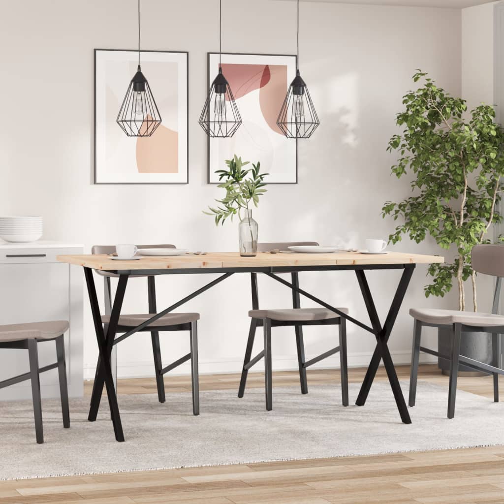 Esstisch X-Gestell 140x80x75,5 cm Massivholz Kiefer & Stahl