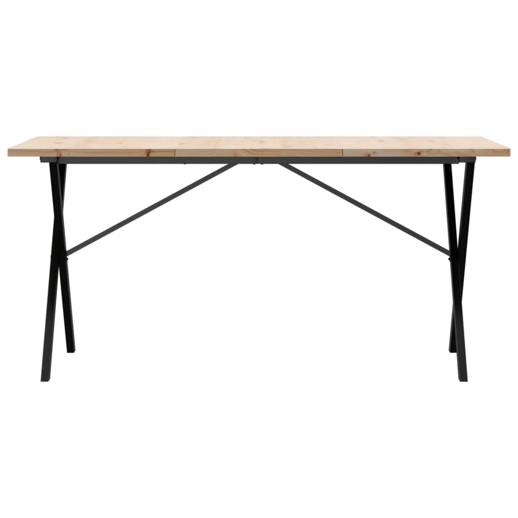 Esstisch X-Gestell 160x80x75,5 cm Massivholz Kiefer & Stahl