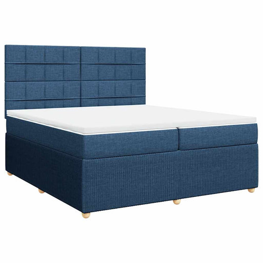 Boxspringbett mit Matratze Blau 200x200 cm Stoff