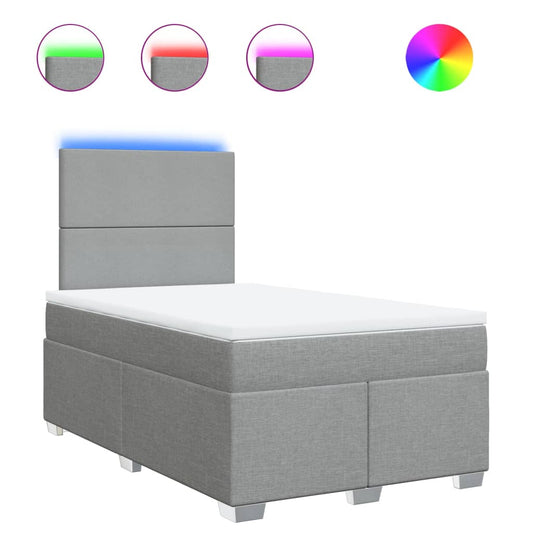 Boxspringbett mit Matratze Hellgrau 120x190 cm Stoff