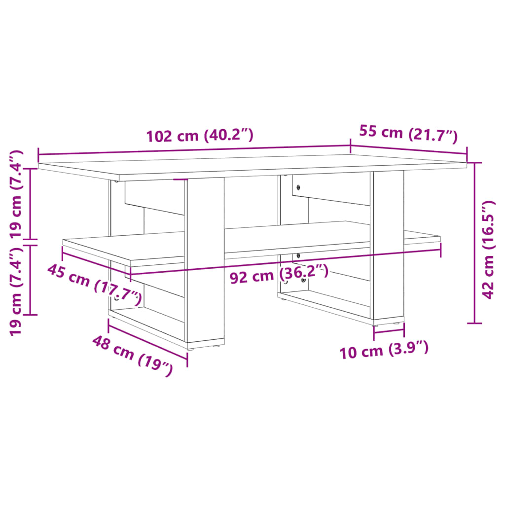 Sofabord Sonoma eg 102x55x42 cm træmateriale