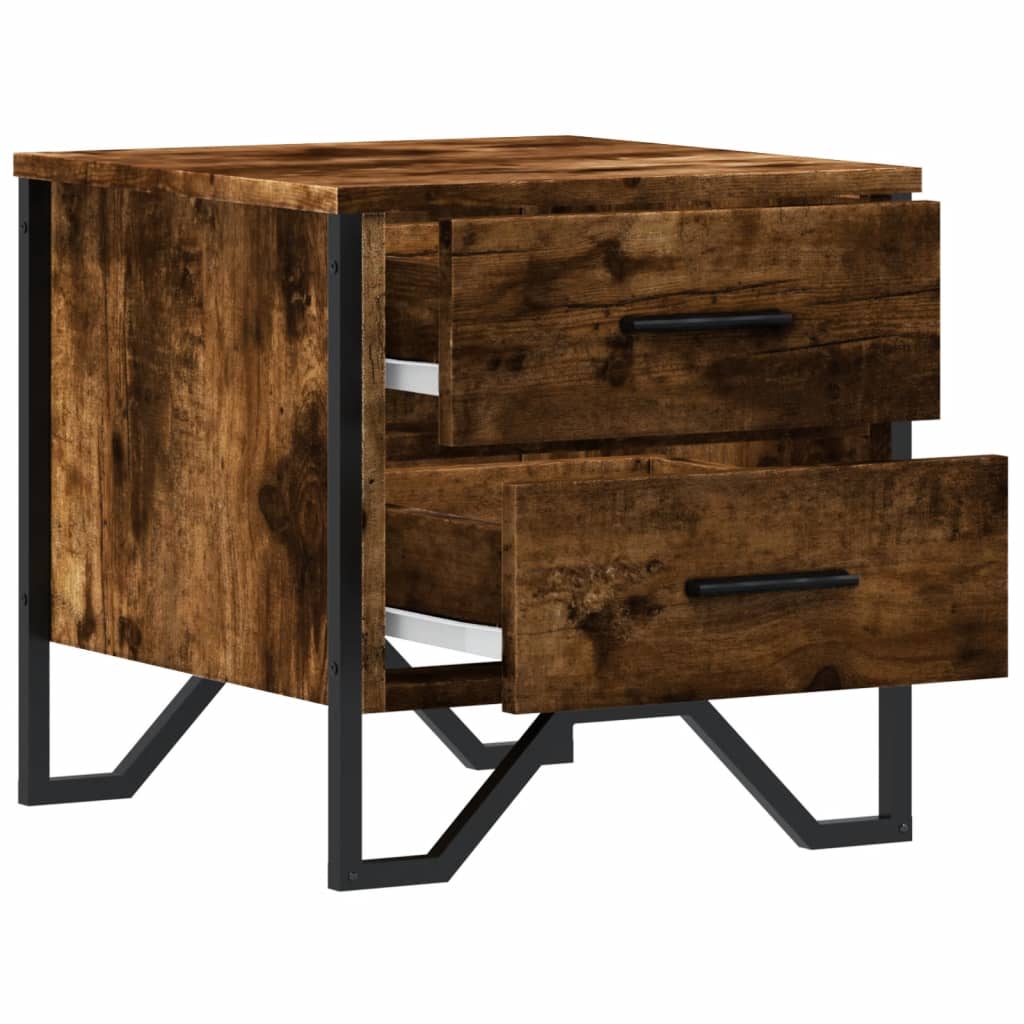 Sengebord røget eg 40x41x40 cm træmateriale