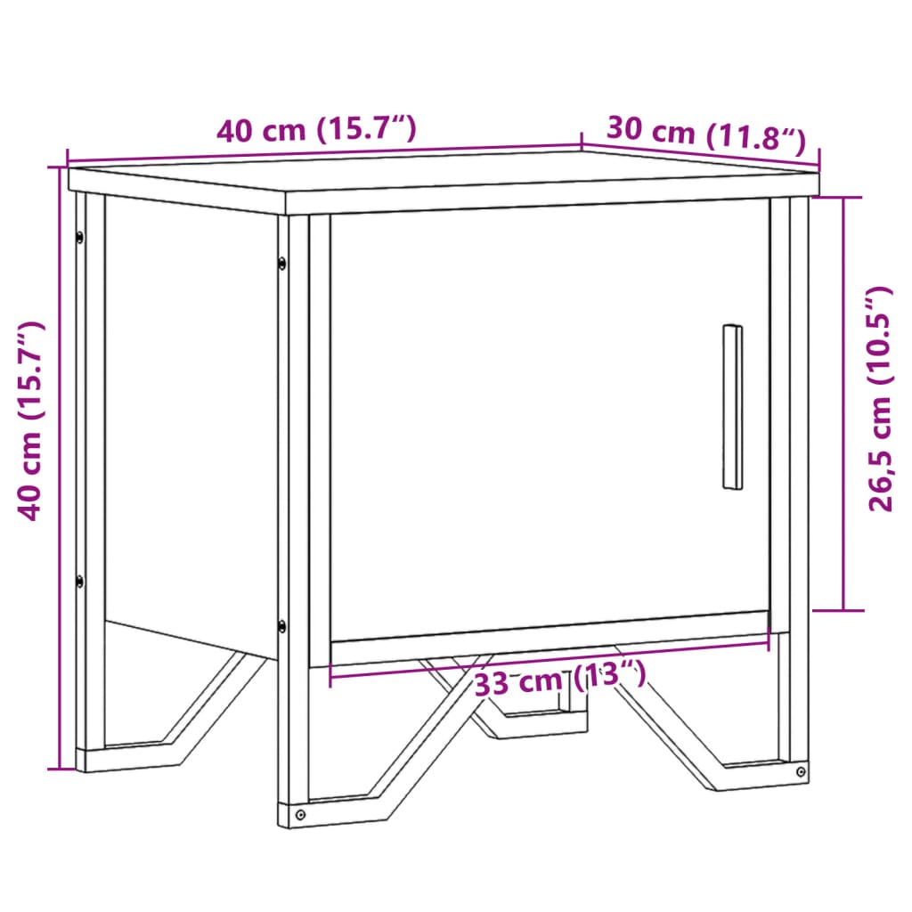 Sengebord Sort 40x30x40 cm Træ Materiale