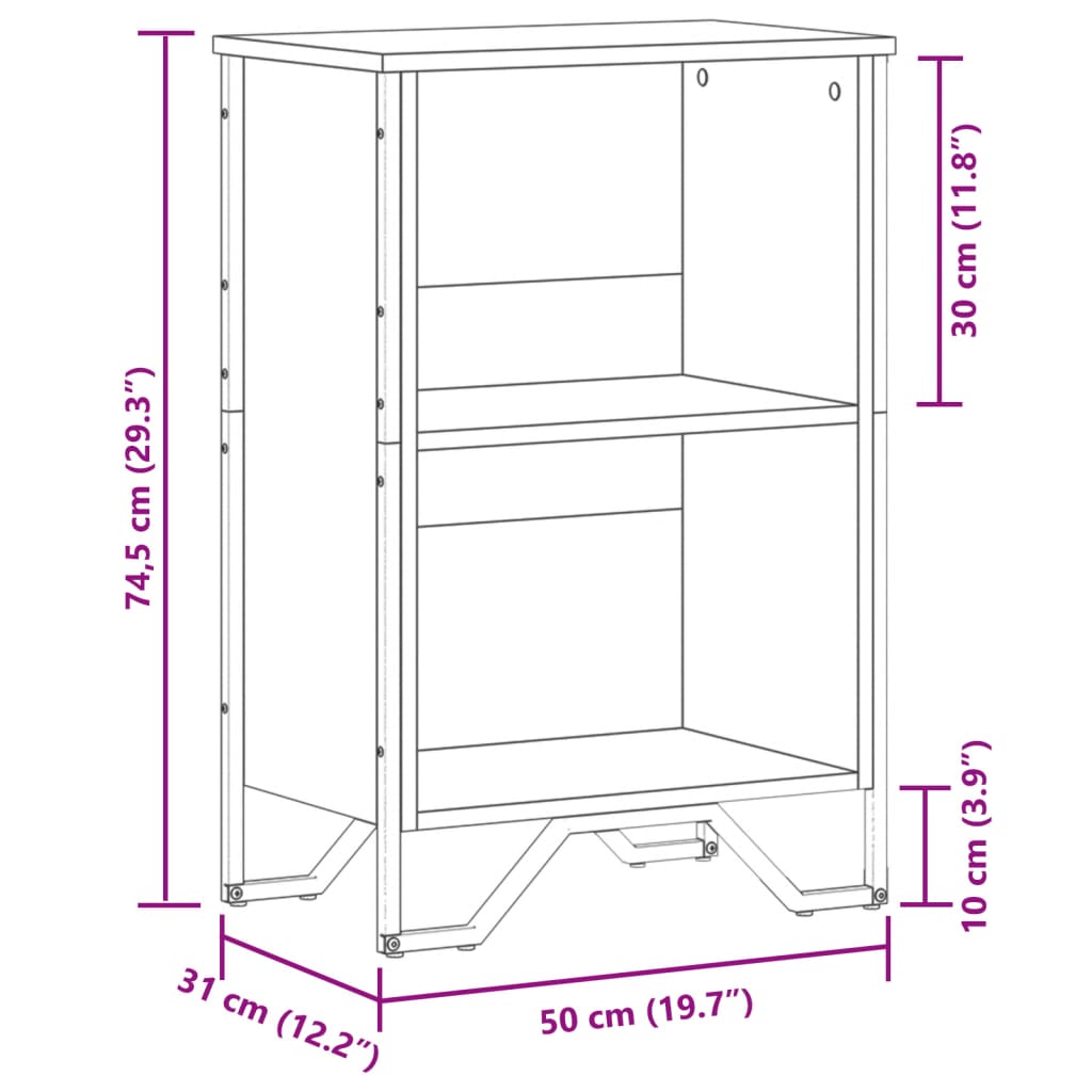 Bogreol Røget Eg 50x31x74,5 cm Træ Materiale