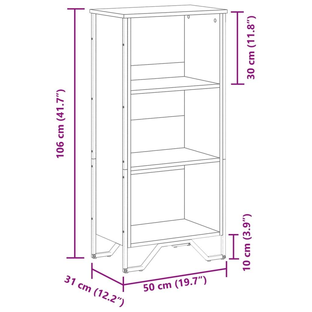 Bogreol Brun Eg Look 50x31x106 cm Træmateriale