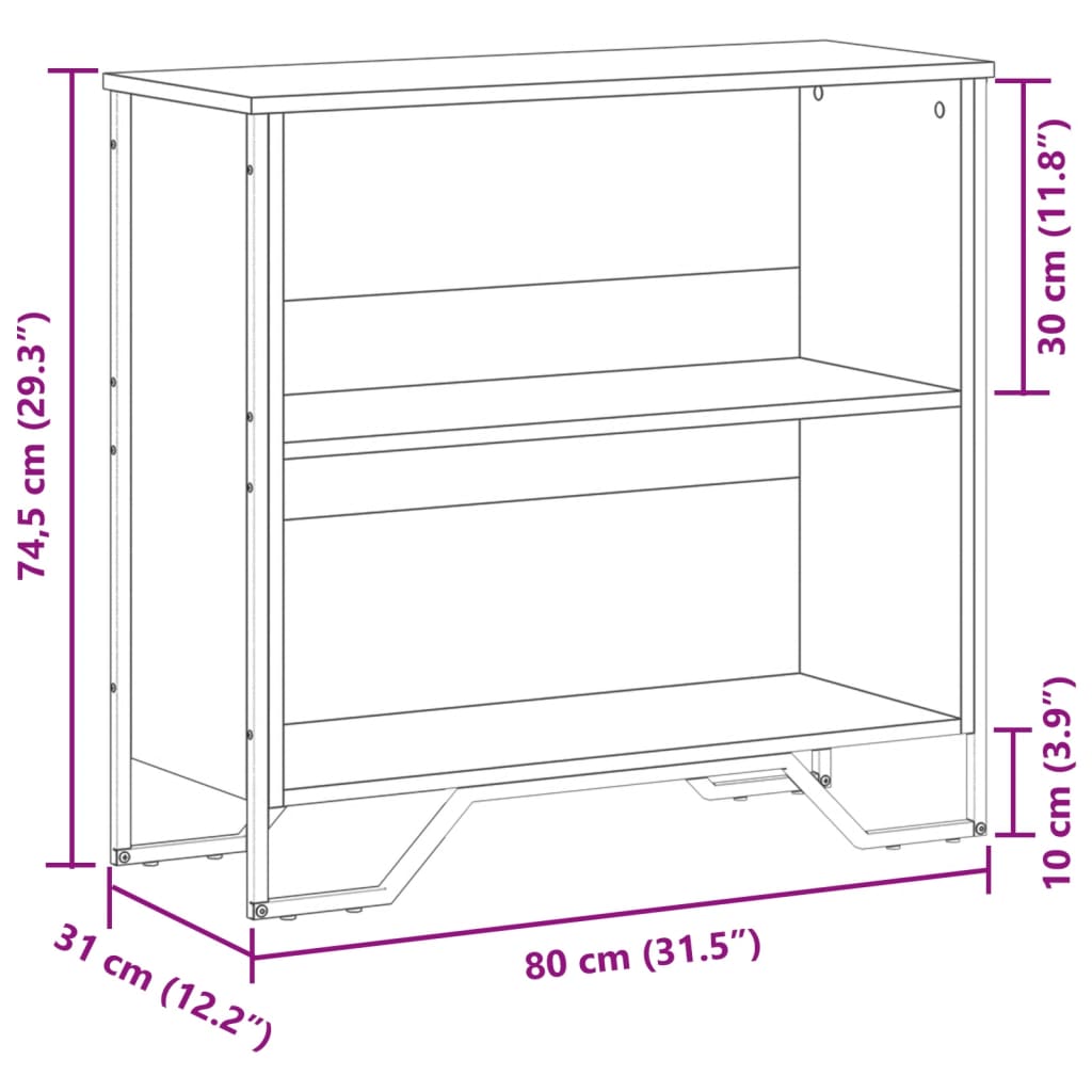Bogreol Røget Eg 80x31x74,5 cm Træmateriale
