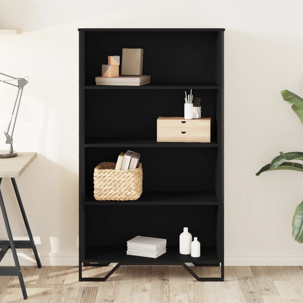 Bogreol Sort 80x31x137,5 cm Træ Materiale