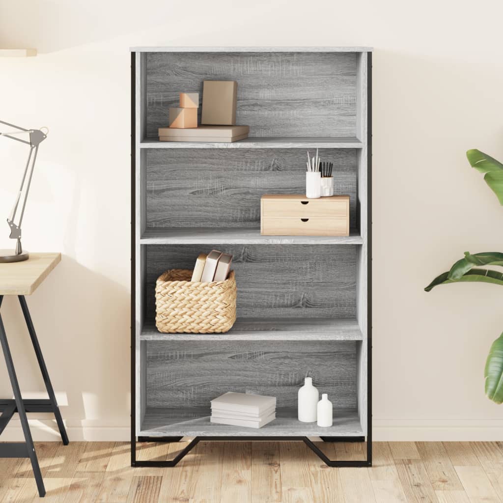 Bogreol Grå Sonoma 80x31x137,5 cm Træmateriale