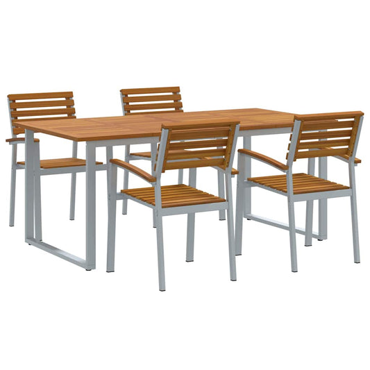 Garten Essgruppe 5 pcs Grau und Braun Akazie Massivholz
